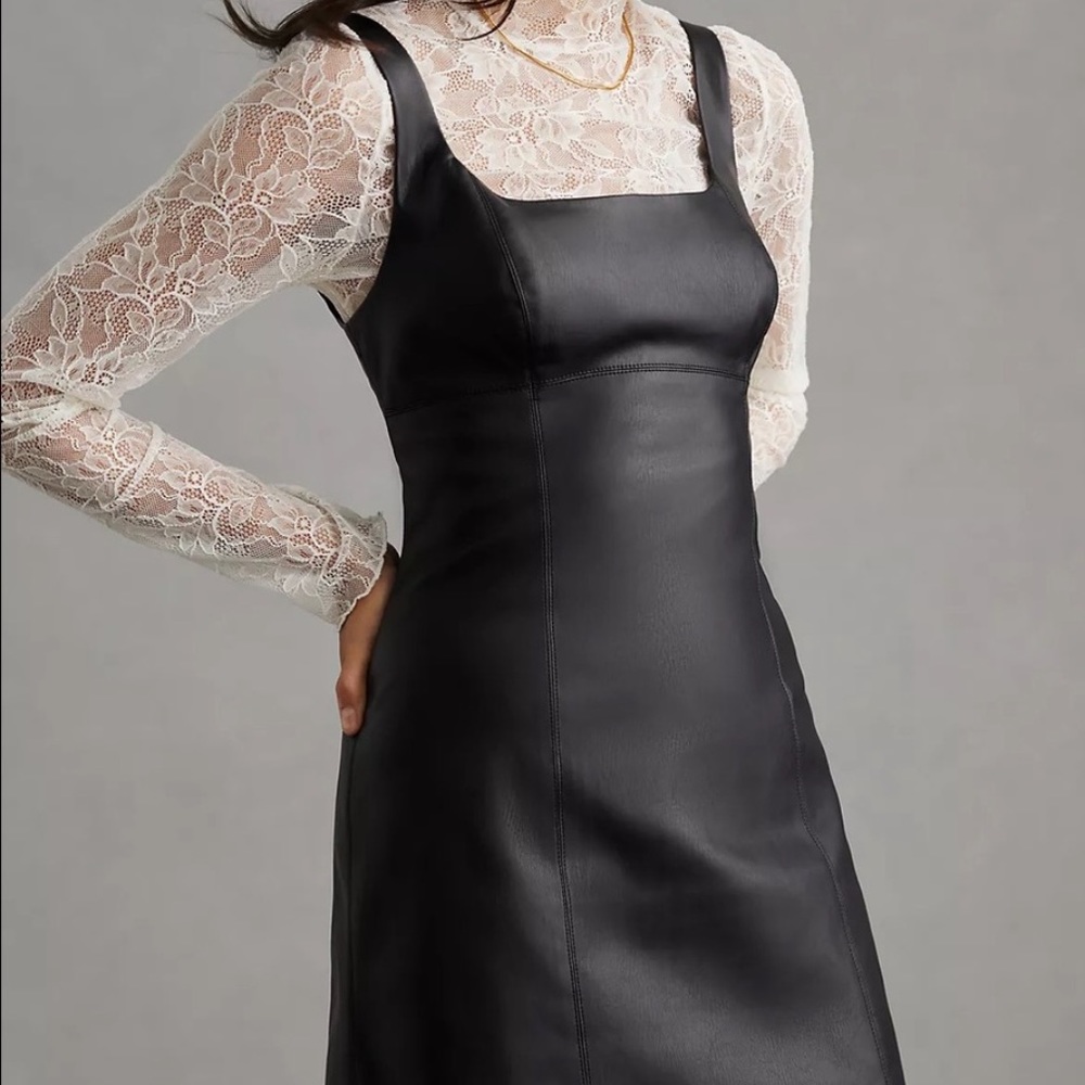 Faux leather Anthropologie Maeve Corset Dress